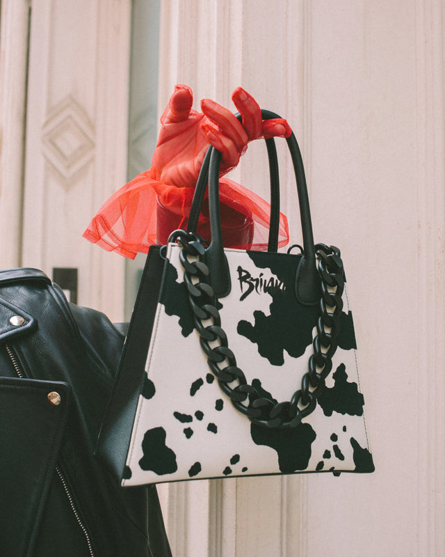 Cactus Vegan Leather Cow Print Handbag